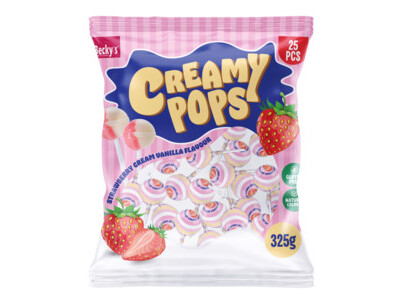 Cream strawberry lollipops