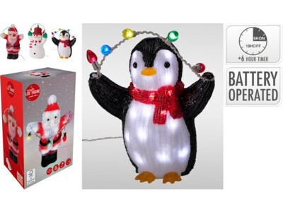 Christmas figure with LED 30cm 3ass