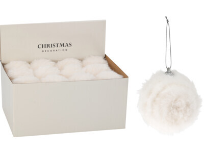 Christmas ball 80mm art fur white