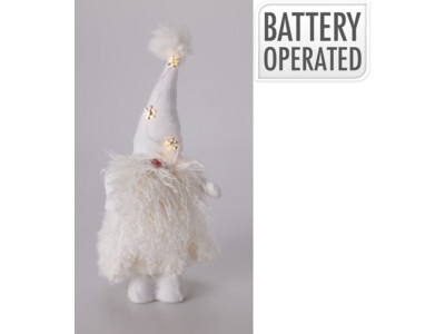 Gnome met led staand wit 44cm