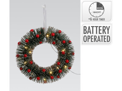 Krans 20led d25cm goud glitter