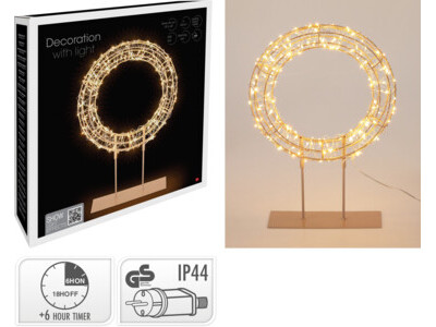 Ring led on pedestal 42cm ww