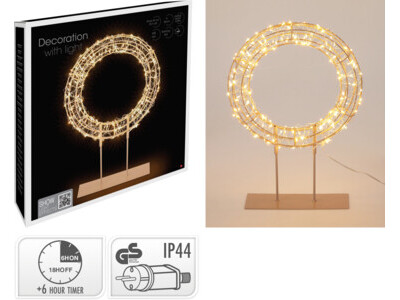 Ring led on pedestal 54cm ww