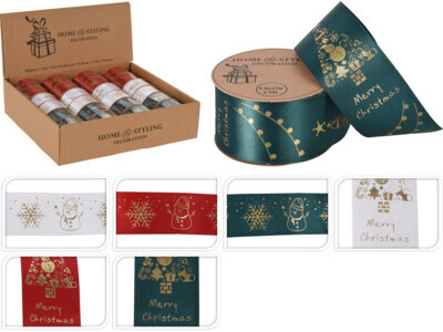 Lint 38mm met kerstprint 6ass