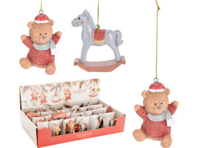 Hangdeco beer en paard 4x5x7cm