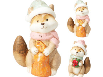 Christmas fox standing 13cm 2ass