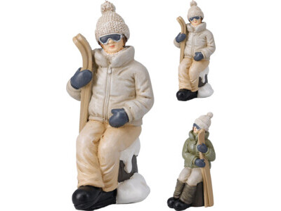 Figuur met skis 9x7x15cm 2ass