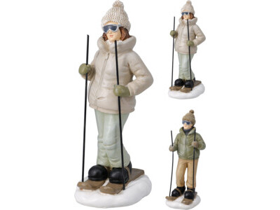 Skier figure 9x8x20cm 2ass
