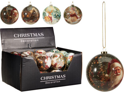 Christmas ball 8cm 4ass Traditional
