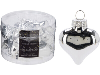 Ornament glass 12 sts silver