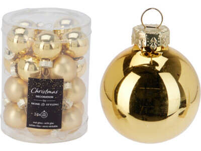 Kerstbal 25mm s24 goud
