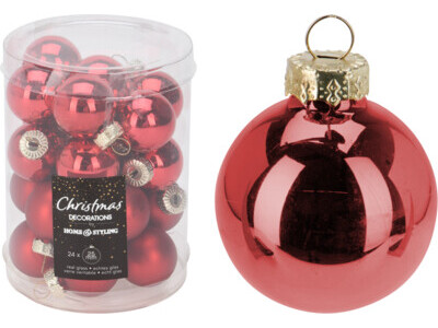 Kerstbal 25mm s24 rood