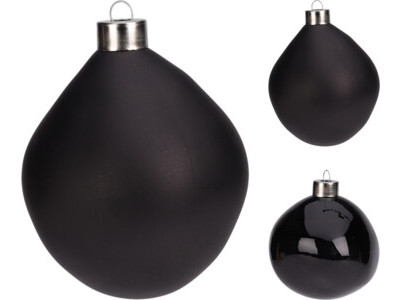 Kerstbal glas 8cm set2 zwart