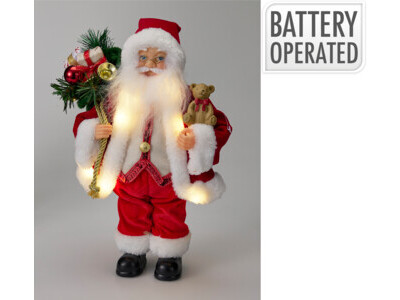 Kerstman staand led 30cm rood