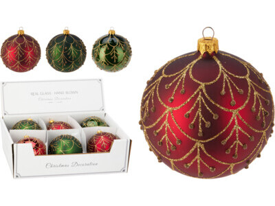 Kerstbal glas 100mm 4ass