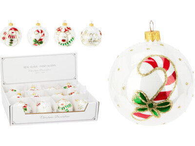 Kerstbal glas 80mm 4ass