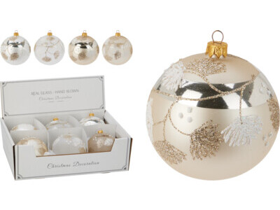 Kerstbal glas 100mm 4ass kleur