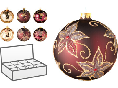 Kerstbal glas 100mm 6ass