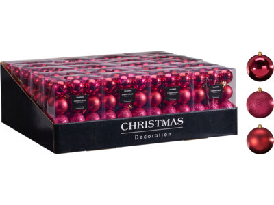 Christmas ball 24x 30mm dark pink