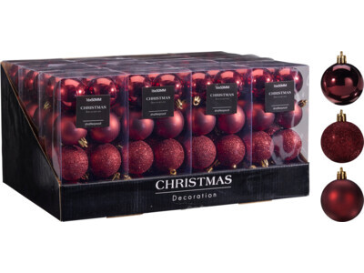 Kerstbal 16x 50mm bordeaux