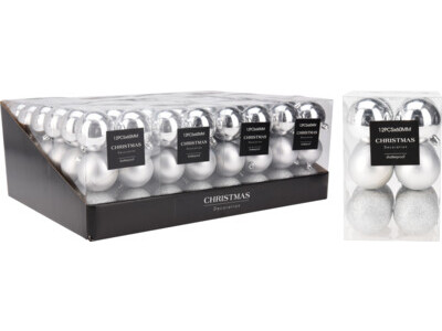 Christmas ball 12x 60mm Silver