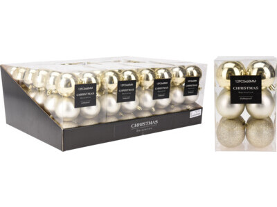 Kerstbal 12x 60mm crème