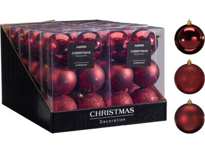 Kerstbal 6x80mm bordeaux