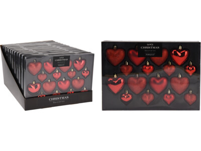 Kerstbal hart 8x65/45mm rood