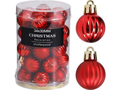 Kerstbal set 34x30mm rood