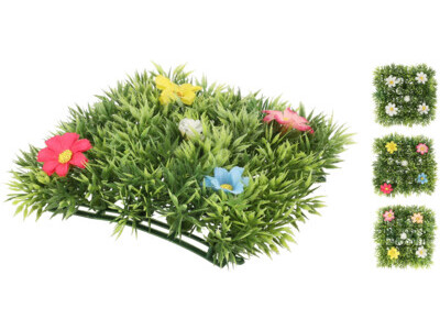 Grass mat 10x10cm 3ass flowers
