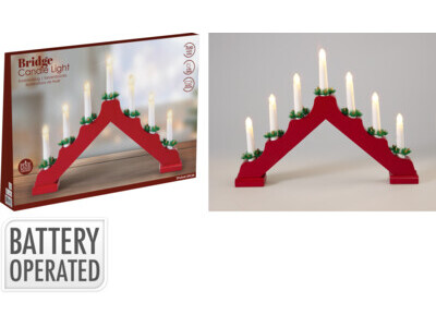 Kaarsenbrug hout 7led rood