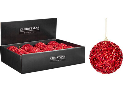 Kerstbal 10cm glitter rood