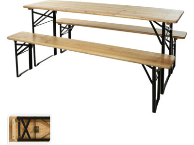 Tuintafel en banken opvouwbaar