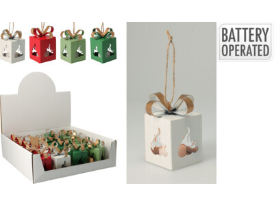 Cadeau hangdeco led 8cm 4ass