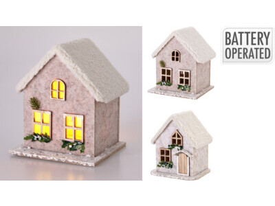 Huis vilt m led 17x14x20cm 2as