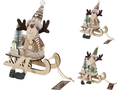 Reindeer on sled 21cm 2ass k