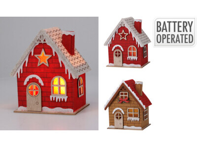Huis vilt m led 11x9x16cm 2ass