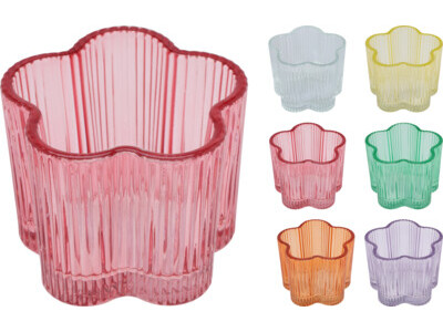 Tea light holder glass 6ass kl