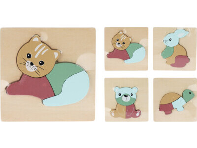 Puzzel hout set 4sts 4ass