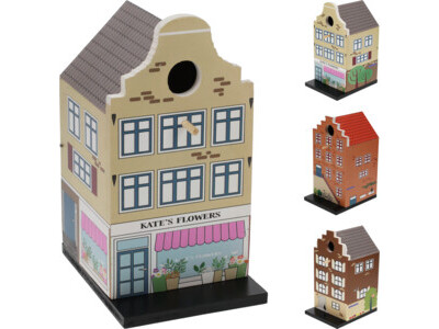 Birdhouse wood 15x12x23cm 3ass