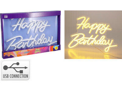 Neon happy birthday 42x28cm