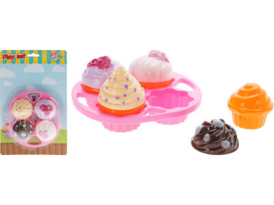 Speelset cupcake 4 cupcakes in