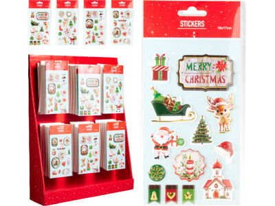 Stickers 3d kerst 4ass design