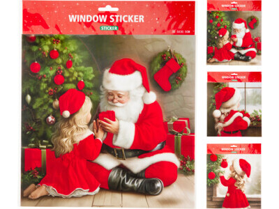 Raamsticker kerst geflockt 3as