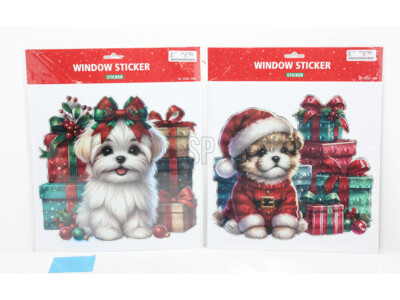 Raamsticker kerst 30x30cm 2ass