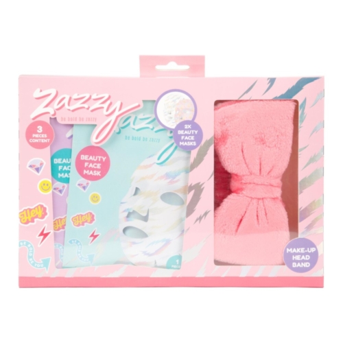 ZAZZY Wellness set 3x gezichtsmasker met hoofdband
