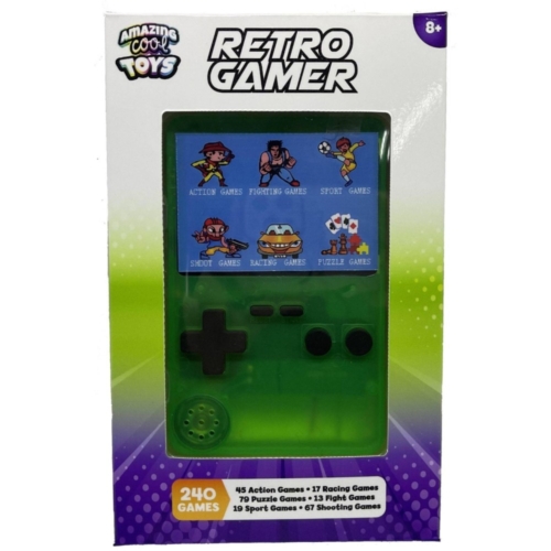 Amazing Cool Arcade game console met kleurenscherm 7 cm doorzichtig groen