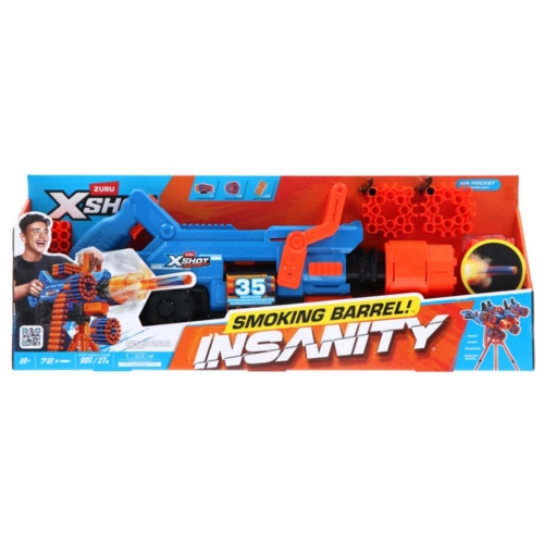 X-shot Insanity mega barrel licht en rook 72 darts