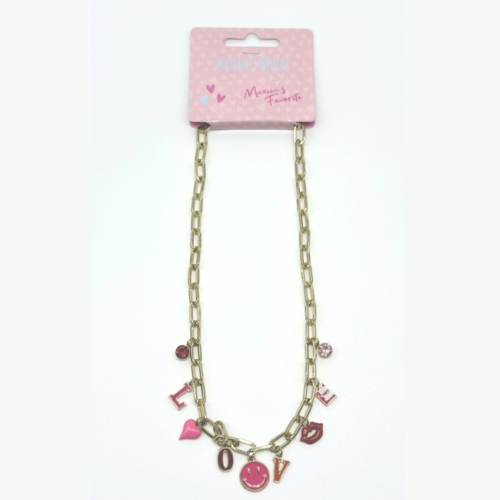 Maxime's Favorite Ketting Smiley Bedels Roze Zilver